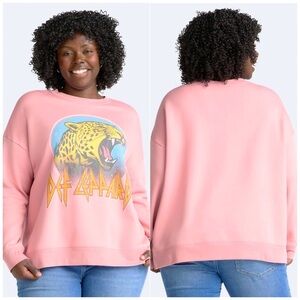 NWT : Terra & Sky : size 2X : mauve pink lightweight def leppard band sweatshirt